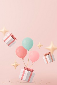 Birthday background, 3d balloon & gift box design