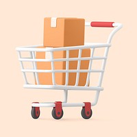 3D parcel trolley, courier service illustration
