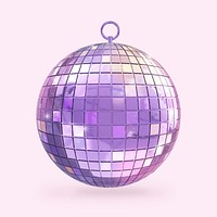 Purple disco ball, 3D party decoration illustration psd