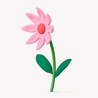 Aesthetic 3D flower sticker, pink floral illustration psd