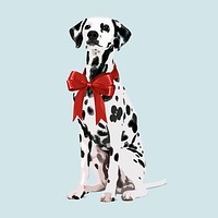 Christmas gift dog, aesthetic vector illustration