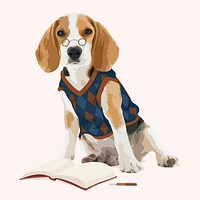 School dog clipart, aesthetic illustration