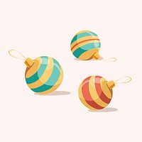 Christmas baubles clipart, aesthetic illustration