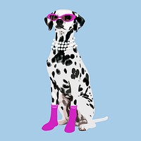 Fancy Dalmatian dog collage element, aesthetic illustration psd