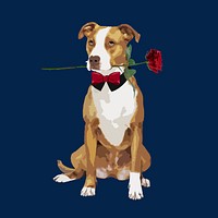 Valentine's dog collage element, aesthetic illustration psd