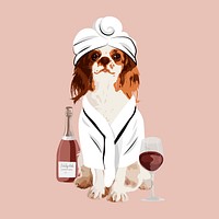 Luxury dog spa collage element, aesthetic illustration psd