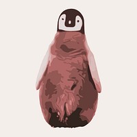 Cute baby penguin collage element, aesthetic illustration psd