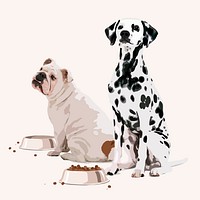 Hungry dogs, aesthetic vector illustration