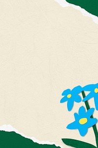 Paper craft border frame background, blue floral design