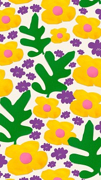 Colorful Phone wallpaper floral pattern, paper craft design