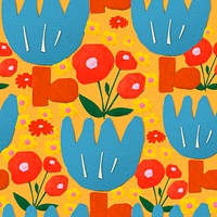 Flower seamless pattern background, paper craft colorful design psd