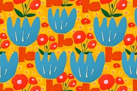 Colorful seamless floral pattern background, paper craft design vector