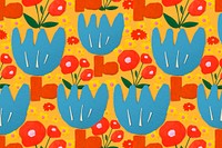 Flower pattern background, paper craft colorful design