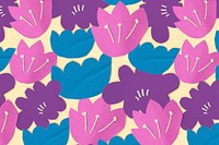 Flower pattern background, paper craft colorful design psd