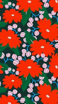 Colorful mobile wallpaper floral pattern, paper craft design