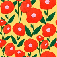 Flower seamless pattern background, paper craft colorful design psd