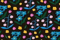 Colorful seamless floral pattern background, paper craft design vector