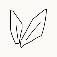 Doodle leaf collage element, hand drawn clipart psd