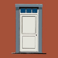 Modern house door clipart, interior illustration vector