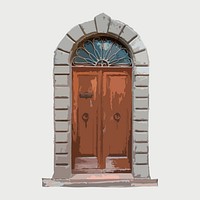 Vintage church door clipart, barrel vault design psd