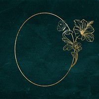 Gold flower frame, botanical graphic