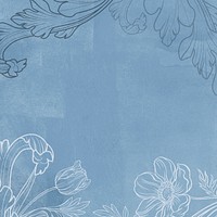Aesthetic blue watercolor background, color botanical design psd