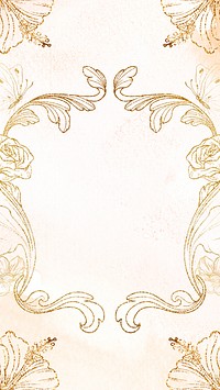 Gold flower frame, botanical graphic