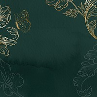 Vintage flower background, green botanical graphic psd
