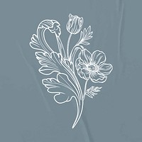 Flower sticker, ornamental floral line art vector