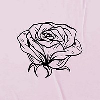 Rose sticker, ornamental floral line art vector