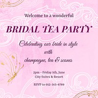 Tea party invitation template, aesthetic flower graphic for social media post vector