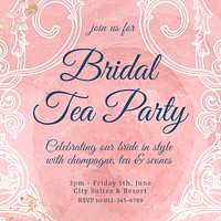 Tea party invitation template, aesthetic flower graphic for social media post vector