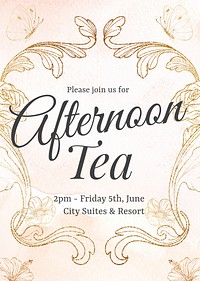 Afternoon tea invitation poster template, acanthus design psd