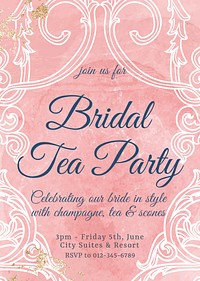 Tea party invitation poster template, acanthus design vector