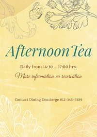 Afternoon tea invitation poster template, acanthus design psd