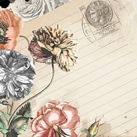 Vintage frame digital journal ruled note with copy space in aesthetic flower editable background vector