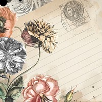 Vintage frame digital journal note with copy space in aesthetic flower and Ephemera editable background psd