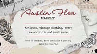 Aesthetic banner template, vintage chic editable invitation collage for social media vector