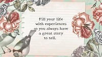 Aesthetic banner template, vintage flower collage journal editable quote for social media vector