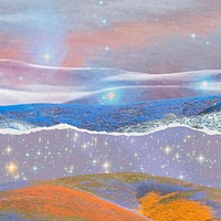 Aesthetic seascape collage background, glitter bling design