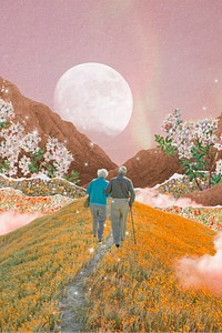 Eternal love background, senior couple design