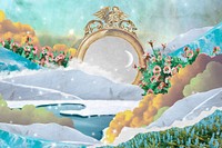 Aesthetic surreal landscape background, mirror design