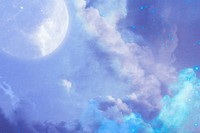 Blue sky background, moon and cloud design 