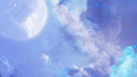 Blue sky desktop wallpaper, moon and cloud background