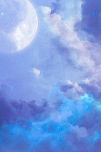 Blue sky background, moon and cloud design 