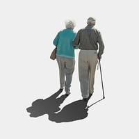 Senior couple isolated, off white design psd