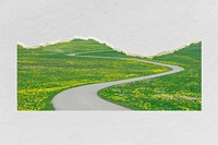 Country road clipart, nature isolated design vector