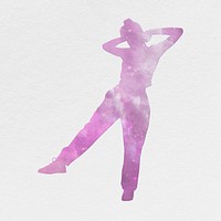 Woman holographic silhouette isolated, galaxy bling design