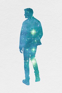 Aesthetic holographic man isolated, galaxy bling design