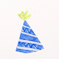 Blue party hat illustration psd in watercolor